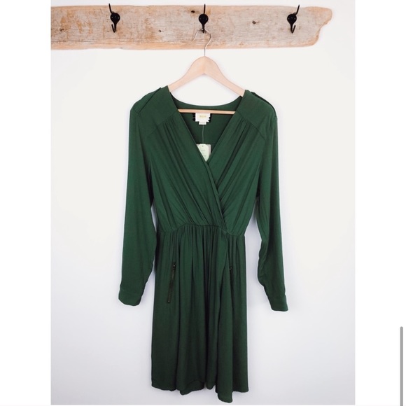 NWT Anthropologie Maeve Lene Green Faux Wrap Dress - Picture 6 of 9